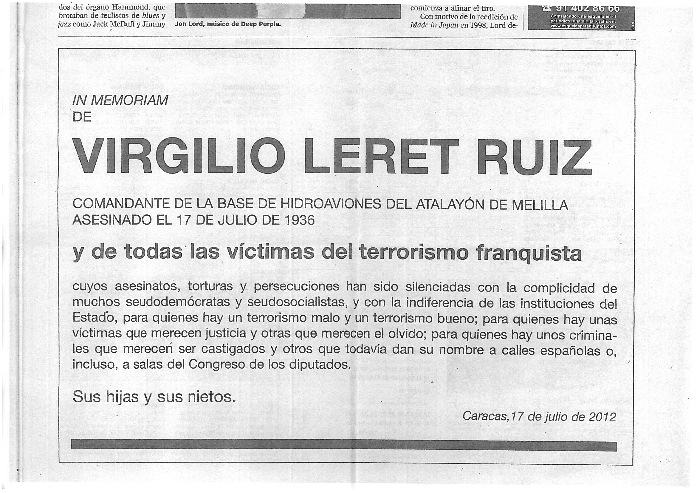 En Memoria Virgilio Leret Ruiz